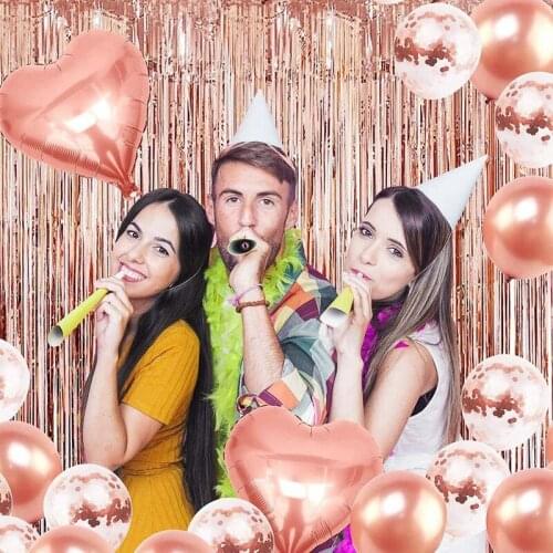 Hot Rose Gold Decoration Birthday Decoration Happy Birthday Balloon Banner Foil Fringe Curtain Foil Tablecloth