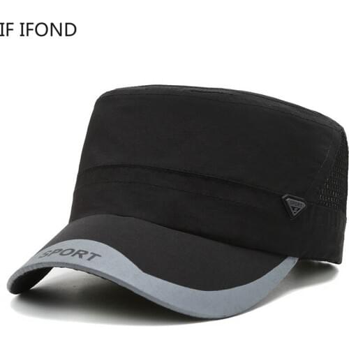 100% cotton Men Summer Army Caps Adjustable Spring Fashion Classic Flat Top Military Hat
