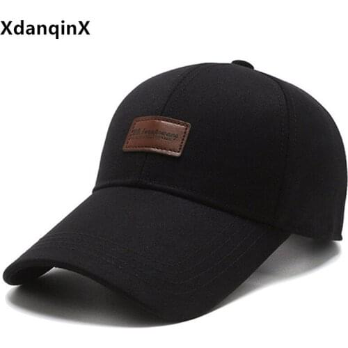 XdanqinX New Mens Cap Spring Summer Long Brim Baseball Caps Adjustable Size Korean Style All-match Sports Cap Bone Snapback Cap