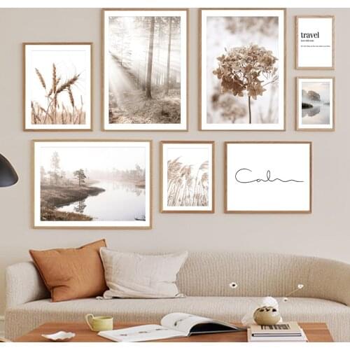 Barley Reed Dead Grass Lake Line Travel Wall Art Canvas Painting Nordic Posters And Prints Wall Pictures For Living Room Decor