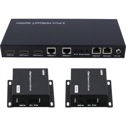 PUZHIJIE HDBaseT Splitter 1x2 Extends 4K2K Upto 70M 1080P upto 100M and POC RS232 Bi-Direction IR HDBaset Extender Splitter