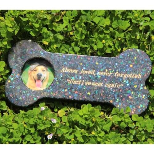R58E 1 Set 3 n 1 Pet Tombstone Epoxy Resin Mold Bone Shape Dog Memorial Stone with Photo Frame Silicone Casting Mold DIY Crafts