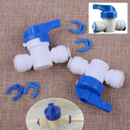 LETAOSK New 2PCS 1/4 inch Thread Ball Valve Inline Tap Quick Connect Push with E-clip for RO Water Reverse Osmosis System