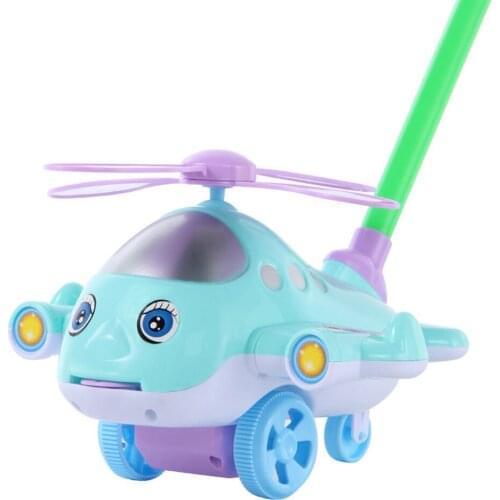Funny Adjustable Sound Aircraft Hand Push Baby Walker Toy Tongue Out Kids Gift With Bell Detachable Outdoor Cute Cartoon Plane
