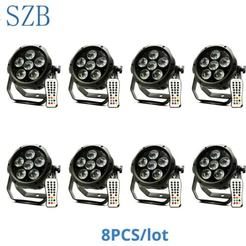 SZB 8PCS 6x18W Waterproof IP65 High Brightness Battery LED Flat Par Light with Wireless DMX for Wedding Party/SZB-G3035A