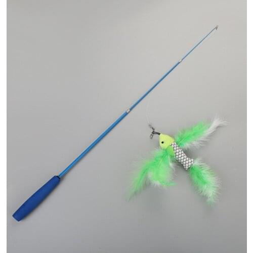 Three Retractable Bird Replacement Head Teaser Stick New Funny Cat Toy Stick Turkey Feather Toy Catcher Wand Interactive