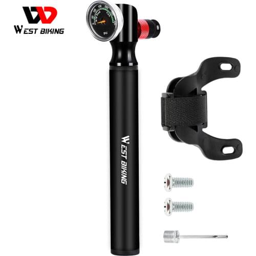 WEST BIKING Bike Pump 300PSI High-pressure Air Shock Pump Fork Rear Suspension Hose Gauge Air Inflator Bicycle Tire Tools Kit