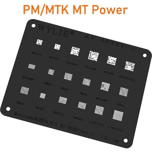 Wylie BGA Reballing Stencil For MT6371P 6370P 6356W 6355W 6358W 6357 6336WP PM540 660 640 6335WP 845 670 MT PM MTK Power IC Chip