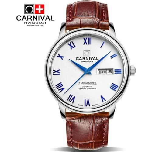 Japan MIYOTA automatic movement CARNIVAL Brand Men Watch Mechanical Waterproof Wristwatch Mens Relogio Masculino Sapphire 2017
