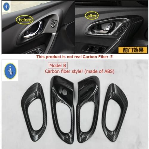 Yimaautotrims Auto Accessory Inner Door Handle Bowl Cover Trim Carbon Fiber Look Fit For Renault Kadjar 2016 2017 2018 ABS