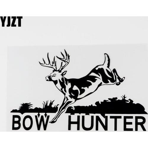 YJZT 15.2CMX9.2CM Bow Hunter Animal Running Deer Vinyl Car Sticker Black/Silver 8C-0034