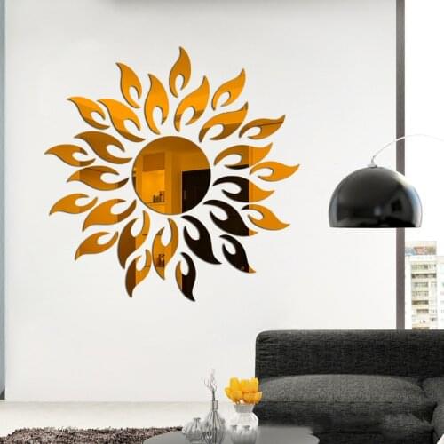 27pcs/set Sun Mirror 3D Mirror Wall Sticker DIY TV Background Living Room Stickers Wall Decor Bedroom Bathroom Home Decoration