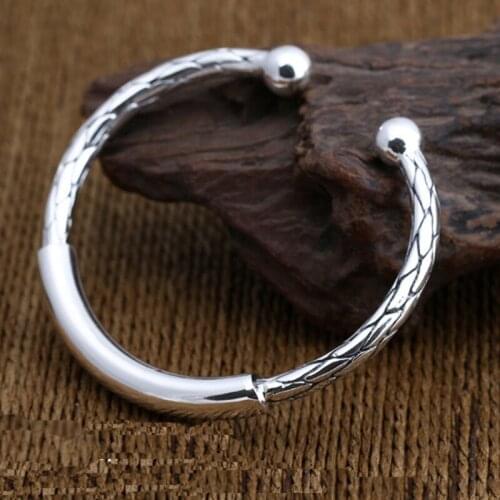 Solid 925 Sterling Silver snake bite vintage Women Men Retro Cuff Bangle Bracelet jewelry A4665
