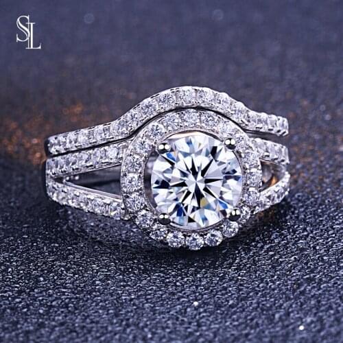 SL Solid 925 Sterling Silver Wedding Rings Twist Engagement Ring Set AAA Zirconia Classic Jewelry For Women