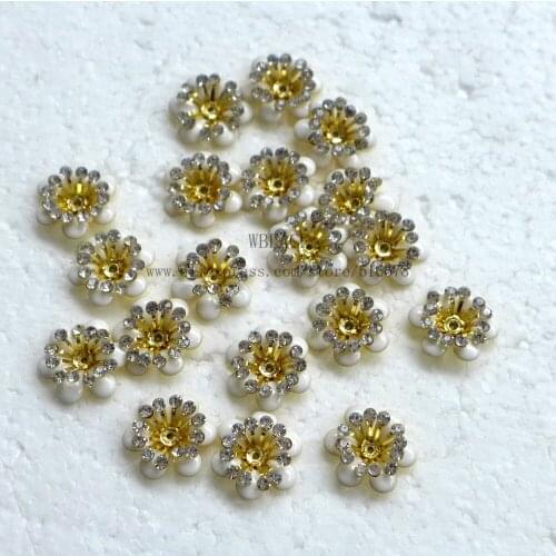 100pieces/lot New Rhinestone Pearl Beaded Flower Patches Appliqued For Sewing Apparel Clothes Shoes Bag Craft Diy Accessories