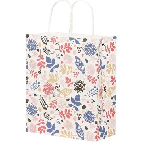 20Pcs/Lot Kraft Paper Bag Party Wedding Favors Handmade Bread Cookies Gift Bags Vintage Floral Biscuits Packaging Wrapping (S)