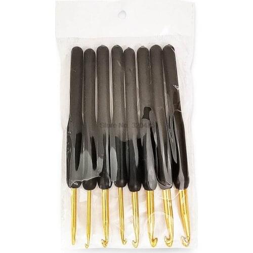 200set 8pcs Knitting Tools Sweater Needle Soft Handle Crochet Black Handle Gold Crochet