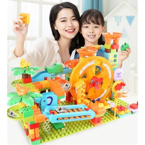 283PCS Large Piano Slide Gear Rolling Wheels Marble Run Building Blocks Set Compatible Special Maze Cubes Parts STEM Kids Toys