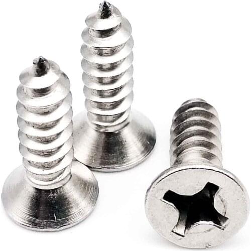 10/50pcs M3.5 M3.9 M4.2 M4.8 M5.5 M6.3 304 A2-70 stainless steel Cross Phillips Flat Countersunk Head Self-tapping Wood Screw