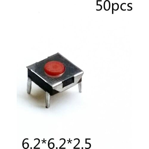 50 pcs/lot 6.2*6.2*2.5 4 Pin DIP 12V 0.5A Push Button Switch Micro Tactile Tact Direct Patch Self-Reset Interruptor