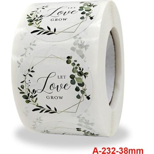 500pcs 1.5inch Let Love Grow Eucalyptus Favor Stickers Paper Wedding Favor Labels for Baby Shower Favor Stickers, Bridal Shower