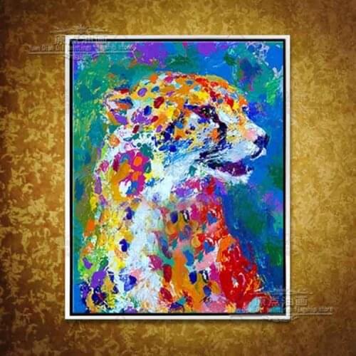 Abstract decorative hand-painted mural paintings oil painting animal hand painted oil painting colorful tiger king living room
