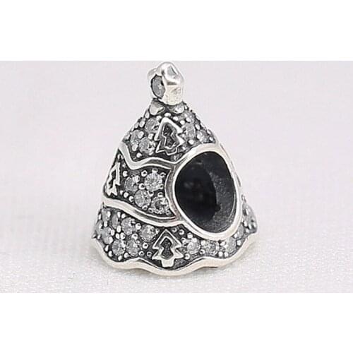 Authentic S925 Silver Bead DIY Jewelry Christmas Star Tree Charm fit Lady Bracelet Bangle