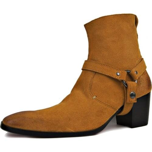 OTTO Handmade Designer Shoes Genuine Leather High Top High Heel Boots Brand Shoes Boot Classic Red Bottom Shoes Cow Leather Men