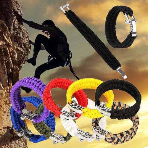 Survival Bracelet Survival Rope Paracord Bracelet Outdoor Camping Hiking Steel Shackle New Camping, Boating, Hunting, Hiking W
