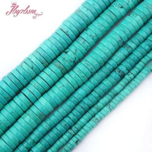 2x6,2x8,3x10mm Button Blue Turquoises Beads Natural Stone Beads For DIY Necklace Bracelets Jewelry Making 15" Free Shipping