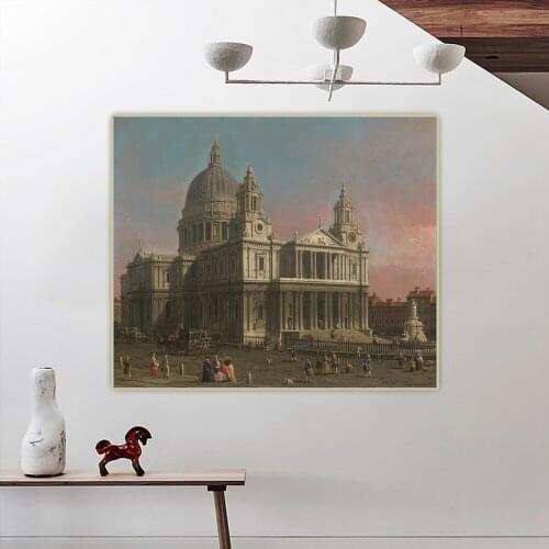 Citon Canaletto《St. Pauls Cathedral》Canvas Oil Painting Artwork Poster Picture Backdrop Wall Decor Home Living Room Decoration