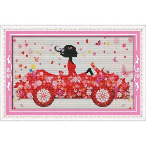 Joy Sunday Colorful Floats Chinese Cross Stitch Kits Ecological Cotton Clear Stamped Printed 14CT 11CT DIY Wedding Decoration