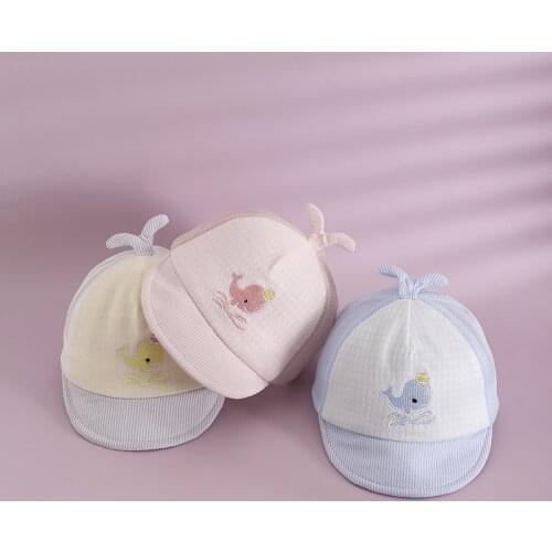 Newsborn Baby Hats Summer Sunshade Sunscreen Boy Net Cap Cartoon Whale Adjustable Kids Baseball Caps Girl Visors 0-12 Months