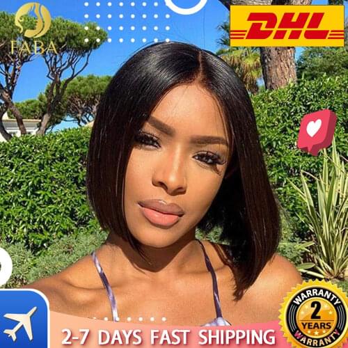 Short Bob Hair Wig Brazilian Virgin Hair Straight Lace Front Human natural Hair Wigs For Black Women 13x4 Lace Part 150% Density