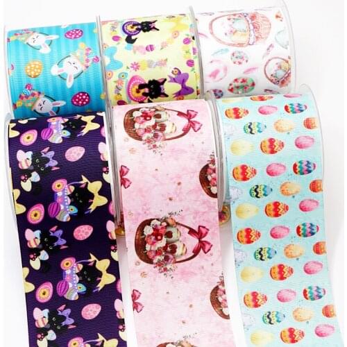 10 Yards Easter Printed Grosgrain Ribbon 3" 75MM For Hair Bows DIY Crafts Handmade Accessories 48136