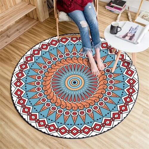 Ethnic Style Round Carpets Living Room Geometric Totem Pattern Home Area Rugs Carpets for Bedroom Decor Alfombra
