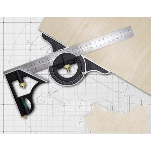 600mm 180 Degrees Multifunctional Ruler Adjustable Sliding Combination Angle Ruler Protractor Level Measuring Tool Professional