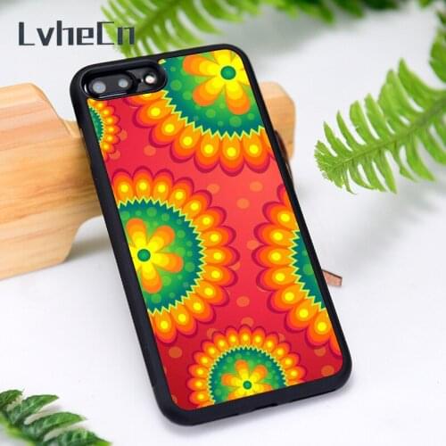 LvheCn Silicone Rubber Phone Case Cover for iPhone 6 6S 7 8 Plus X XS XR 11 12 Mini Pro Max Floral Pattern Abstract Art