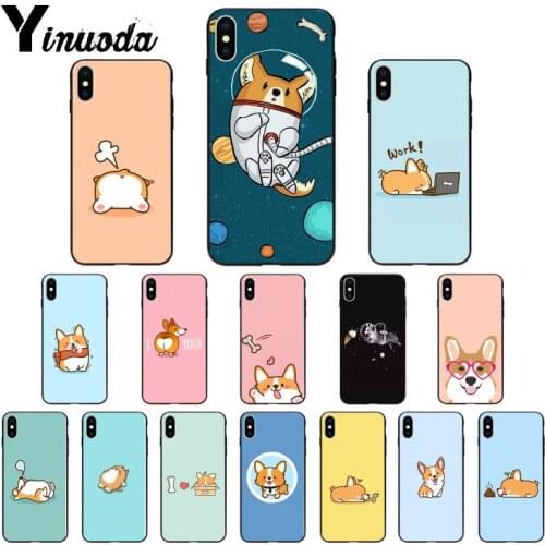 Yinuoda Cartoon Cute Corgi Dog TPU Soft Silicone Phone Case for iPhone 8 7 6 6S Plus X XS MAX 5 5S SE XR 11 11pro max Cover