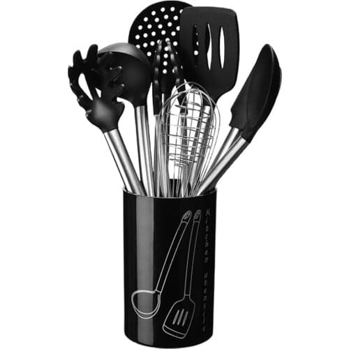 9Pcs Silicone Cooking Utensils Kitchen Utensil Stainless Steel Silicone Kitchen Utensils Silicone Utensil Set Spatula Set