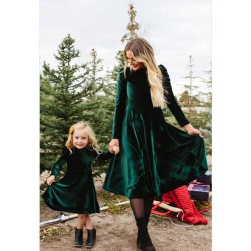 Mom Baby Girl Matching Clothes Christmas Mother Daughter Dresses Mom And Me Women Kids Girl Elegant Xmas Party Princess Dress