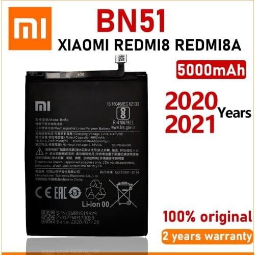 Xiao Mi Original 5000mAh BN51 Battery for Xiaomi Redmi 8 Redmi 8A Phone Batteries With Tracking Number