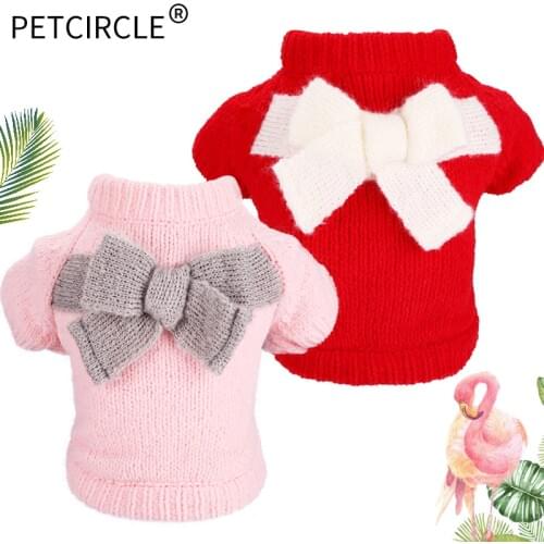 PETCIRCLE Pet Clothes Dog Puppy Teddy Pomeranian French Bulldog Chihuahua Autumn Winter Cat Clothes Bow Sweater