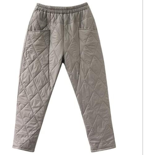 Casual Light down pants women Black Elastic high waist pants Winter warm fashion loose Harlan cotton pants female FC154