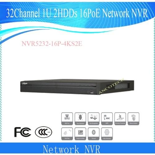 Dahua NVR CCTV 32 Channel 1U 16PoE 4K&H.265 Pro Network Video Recorder DHI-NVR5232-16P-4KS2E in stock