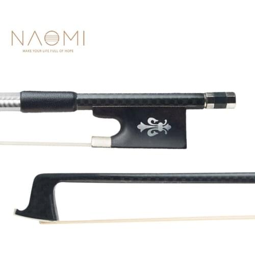 NAOMI 4/4 Violin/Fiddle Bow Carbon Fiber Bow Round Stick Silver Wire Winding Ebony Frog W/ Fleur-de-lis Inlay Student Bow