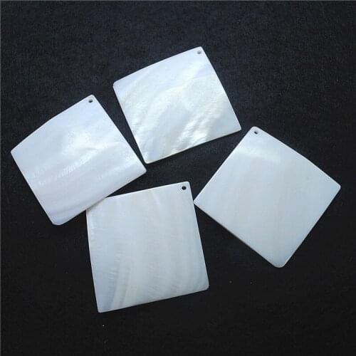 5PCS Nature White Shell Pendants Square Shape Size 40X40MM For Women Necklace Making Mother Of Pearl From Lake Wholesale Free