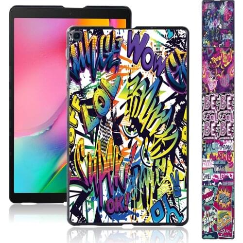 Hard Shell Cover for Samsung Galaxy Tab A 8.0 (2019) T290 T295 Graffiti Art Pattern Ultra Slim Tablet Shell Case + Free Stylus