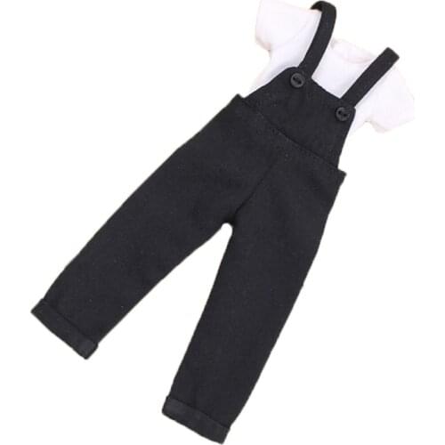 1/6 bjd cool black strap trousers white shirt