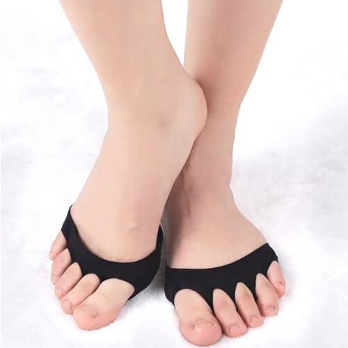 1 Pair Women Silk Sponge Socks Absorbent High Heel Forefoot Pads Invisible Toe Separator Anti Slip High Heel Socks Foot Care